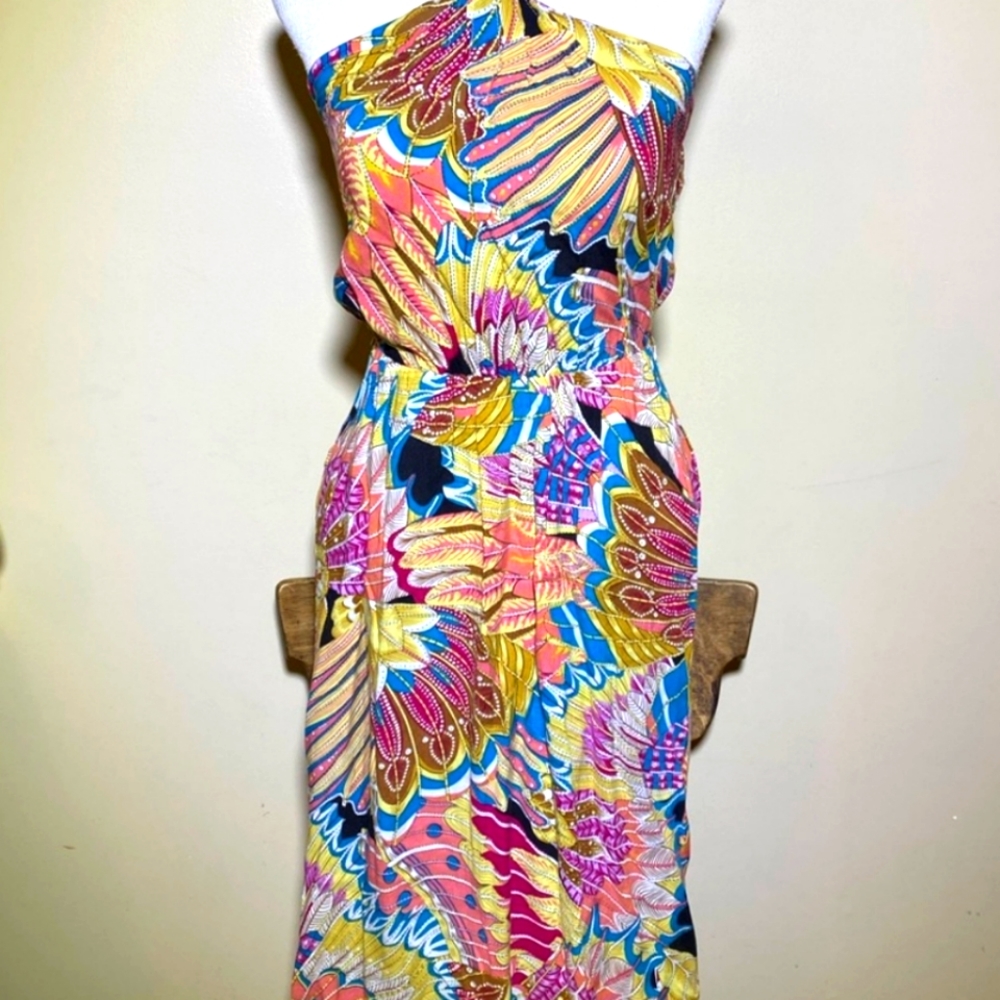 FAB Bohemian Feather Print Midi Dress, Sz: S